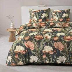 Dekbedovertrek Fleur - zwart/geel - 240x200/220 cm