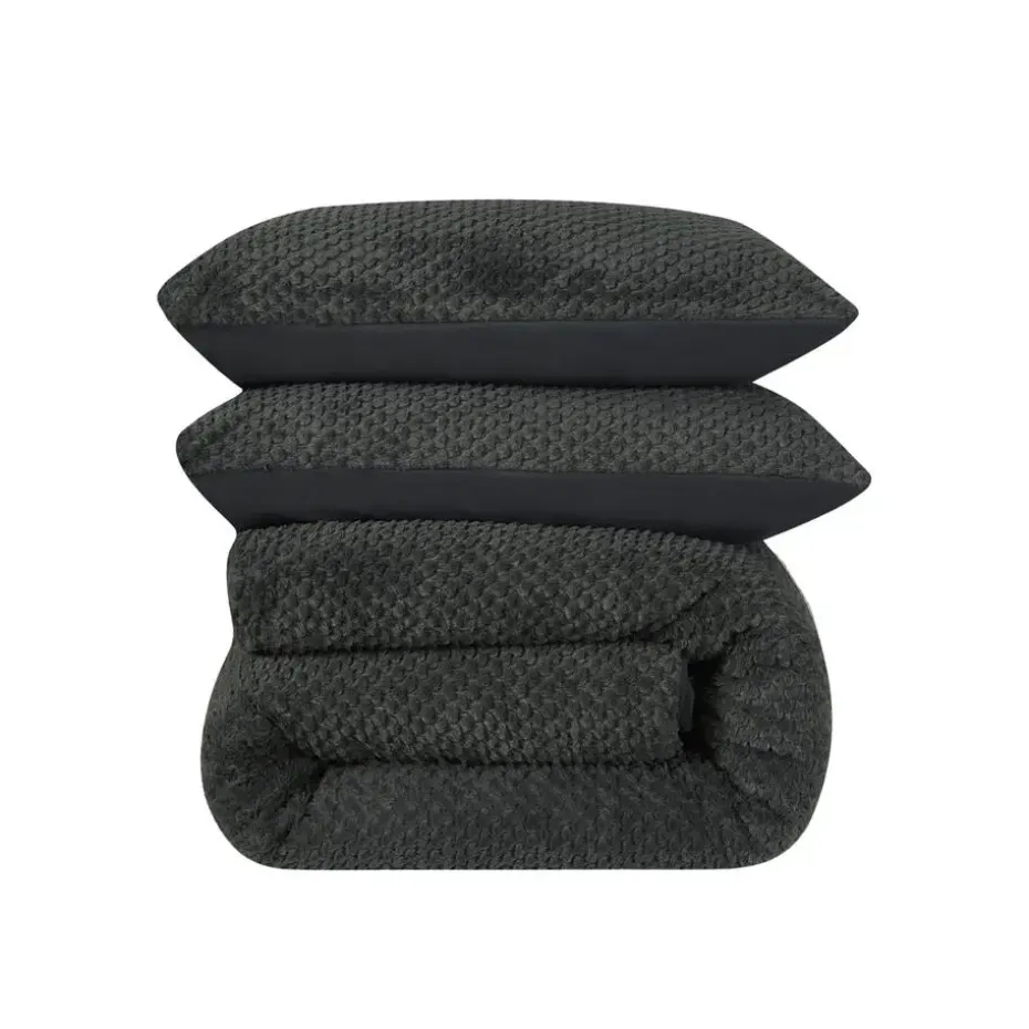 Dekbedovertrek Fur Teddy 200x220 – Fluweelzacht & Knus Design – Antraciet