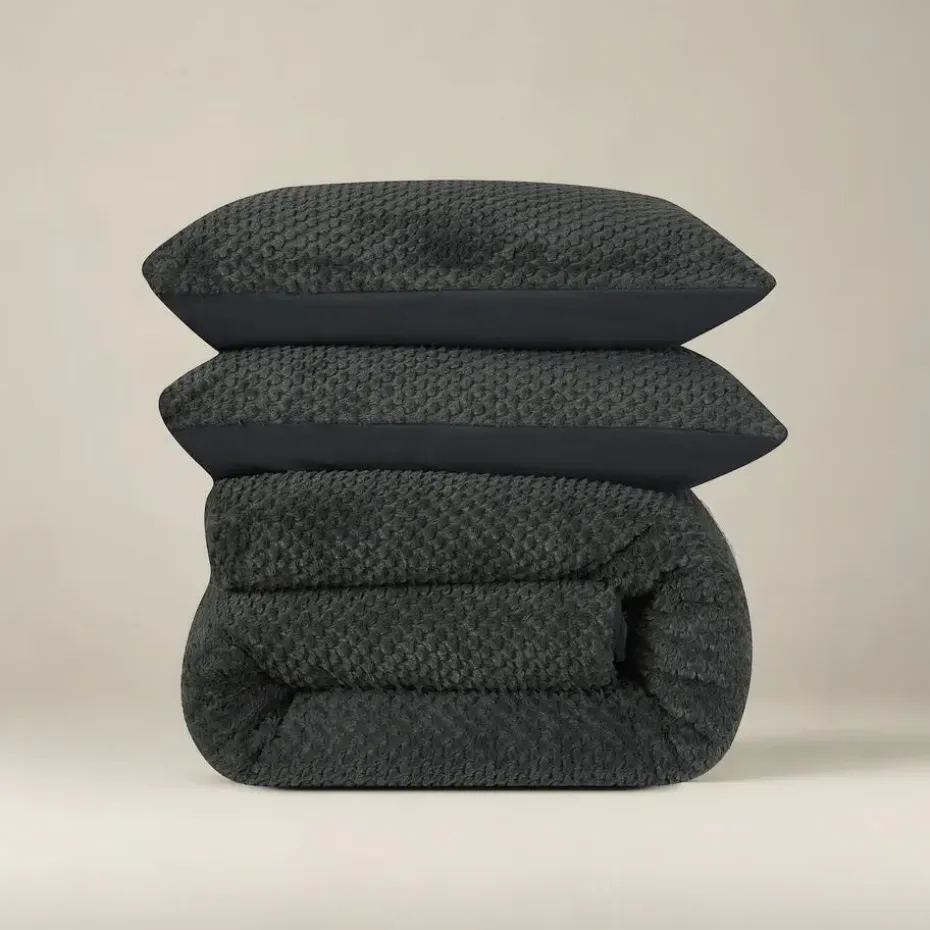 Dekbedovertrek Fur Teddy 200x220 – Fluweelzacht & Knus Design – Antraciet