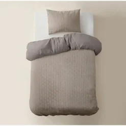 Dekbedovertrek Japandi 140x220 – Flanel Fleece – Zacht & Warm – Taupe