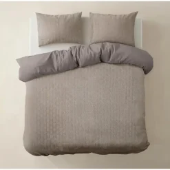 Dekbedovertrek Japandi 240x220 – Flanel Fleece – Zacht & Warm – Taupe