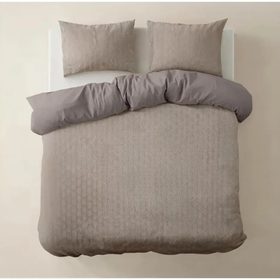 Dekbedovertrek Japandi 240x220 – Flanel Fleece – Zacht & Warm – Taupe