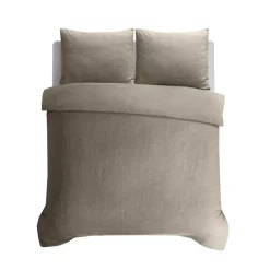 Dekbedovertrek Leaves 240x220 – Fluweelzacht Uni Design – Taupe