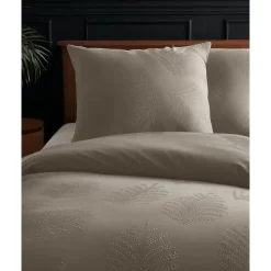 Dekbedovertrek Leaves 240x220 – Fluweelzacht Uni Design – Taupe