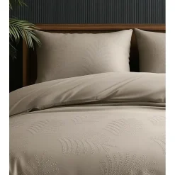 Dekbedovertrek Leaves 240x220 – Fluweelzacht Uni Design – Taupe