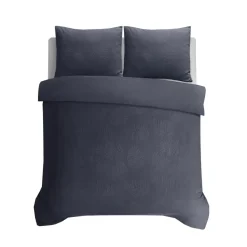 Dekbedovertrek Leaves 240x220 – Fluweelzacht Uni Design – Antraciet