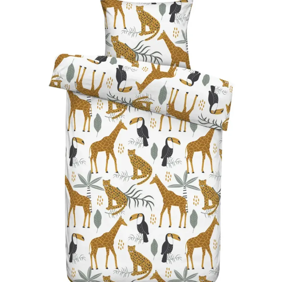 Dekbedovertrek Loet - wit/oranje - 140x200/220 cm