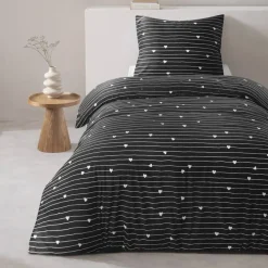 Dekbedovertrek Milou - zwart/wit - 140x220 cm