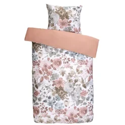 Dekbedovertrek Nova bloemen - wit/roze - 140x200/220 cm