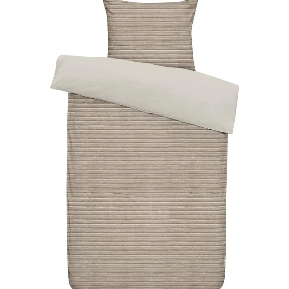 Dekbedovertrek Pluch Lines - zand - 140x220 cm