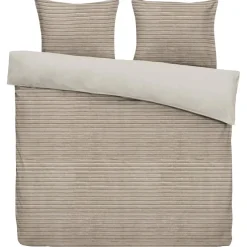 Dekbedovertrek Pluch Lines - zand - 240x220 cm