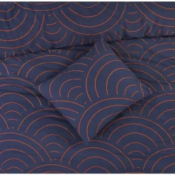 Dekbedovertrek Sendai grafisch - blauw/caramel - 140x200/220 cm