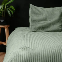 Dekbedovertrek Teddy Rib 140x220 – Fluweelzacht & Knus Design - Groen