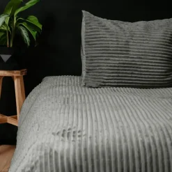 Dekbedovertrek Teddy Rib 200x220 – Fluweelzacht & Knus Design - Grijs
