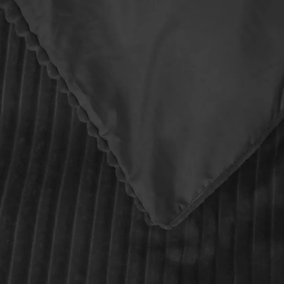 Dekbedovertrek Teddy Rib 140x220 – Fluweelzacht & Knus Design - Zwart