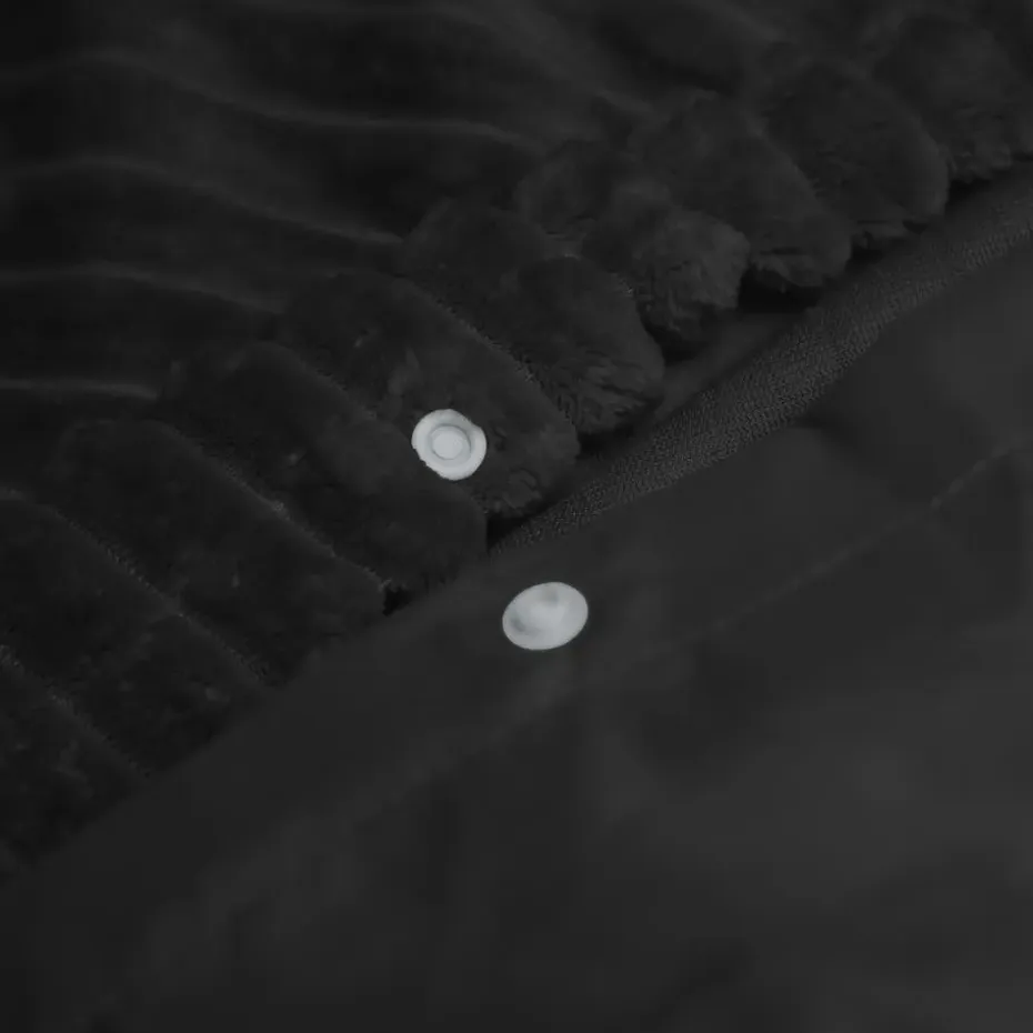 Dekbedovertrek Teddy Rib 140x220 – Fluweelzacht & Knus Design - Zwart