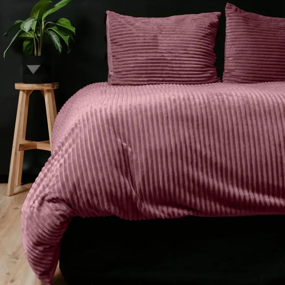 Dekbedovertrek Teddy Rib 240x220 – Fluweelzacht & Knus Design - Roze