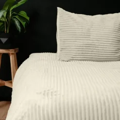 Dekbedovertrek Teddy Rib 140x220 – Fluweelzacht & Knus Design - Beige