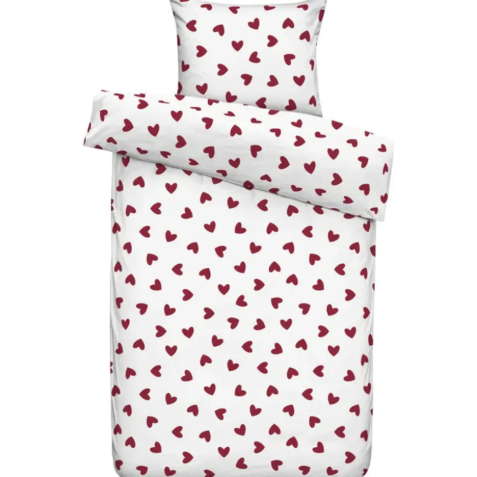 Dekbedovertrek Wies - wit/rood - 140x200/220 cm