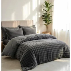 Dekbedovertrek 240x220 – Pompom Design & Warm Flanel Fleece - Antraciet