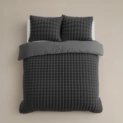 Dekbedovertrek 240x220 – Pompom Design & Warm Flanel Fleece - Antraciet