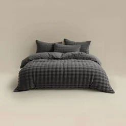 Dekbedovertrek 200x220 – Pompom Design & Warm Flanel Fleece - Antraciet