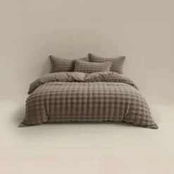 Dekbedovertrek 140x220 – Pompom Design & Warm Flanel Fleece - Taupe