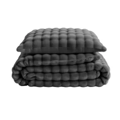 Dekbedovertrek 140x220 – Pompom Design & Warm Flanel Fleece - Antraciet