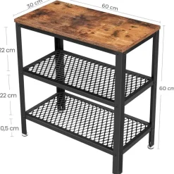 Deluxe Bijzettafel - Met 2 Roosters -Vintage - Industrieel -Bruin