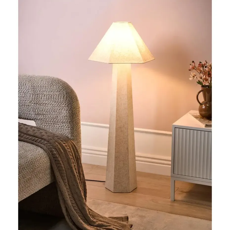 DEMBI - Staande lamp - Lichtbeige - Stof