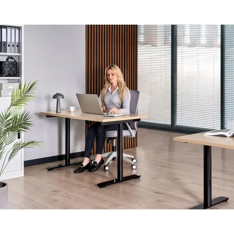 DESTINAS - Sta-bureau - Zwart/Lichtbruin - 120 x 72 cm - Vezelplaat