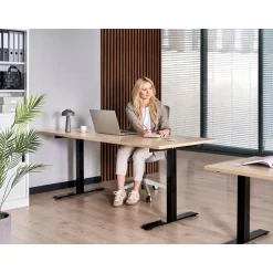 DESTINES - Elektr bureau - Zwart/Lichtbruin - 180 x 72 cm - Vezelplaat