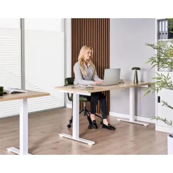 DESTINES - Elektr bureau - Wit/Lichtbruin - 160 x 72 cm - Vezelplaat