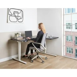 DESTINES - Elektrisch bureau - Wit/Zwart - Rechtszijdig - Vezelplaat