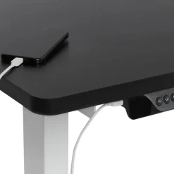 DESTINES - Elektrisch bureau - Wit/Zwart - Rechtszijdig - Vezelplaat