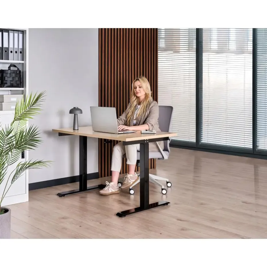 DESTINES - Sta-bureau - Zwart/Lichtbruin - 120 x 72 cm - Vezelplaat