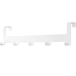 Deurkapstok - met 5 haken - metaal - wit