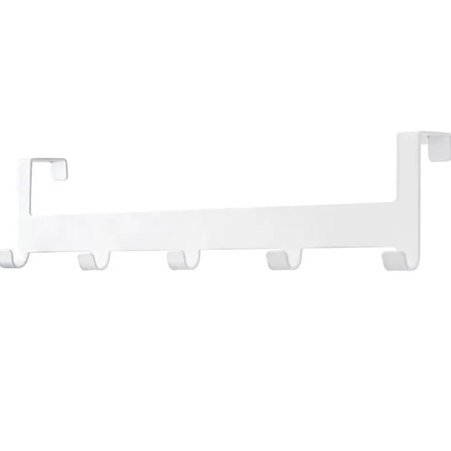 Deurkapstok - met 5 haken - metaal - wit