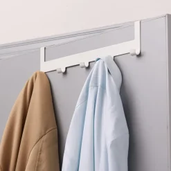 Deurkapstok - met 5 haken - metaal - wit