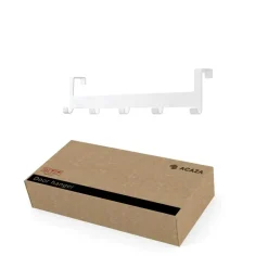 Deurkapstok - met 5 haken - metaal - wit