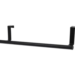 Deurkapstok -handdoekrek - zwart - metaal - 37 cm