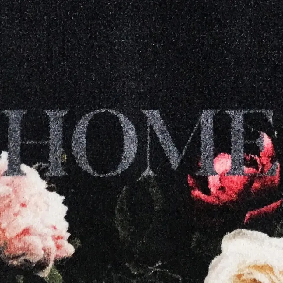 Deurmat Pink Roses antraciet - 66x120 cm