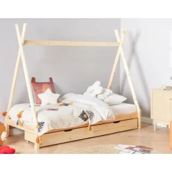 DEVAY - Kinderbed - Lichtbruin - 90 x 200 cm - Dennenhout