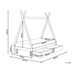 DEVAY - Kinderbed met opbergruimte - Grijs - 90 x 200 cm - Grenenhout