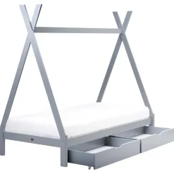 DEVAY - Kinderbed met opbergruimte - Grijs - 90 x 200 cm - Grenenhout