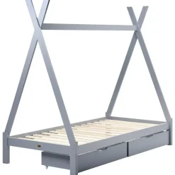 DEVAY - Kinderbed met opbergruimte - Grijs - 90 x 200 cm - Grenenhout