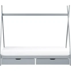 DEVAY - Kinderbed met opbergruimte - Grijs - 90 x 200 cm - Grenenhout