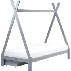 DEVAY - Kinderbed met opbergruimte - Grijs - 90 x 200 cm - Grenenhout