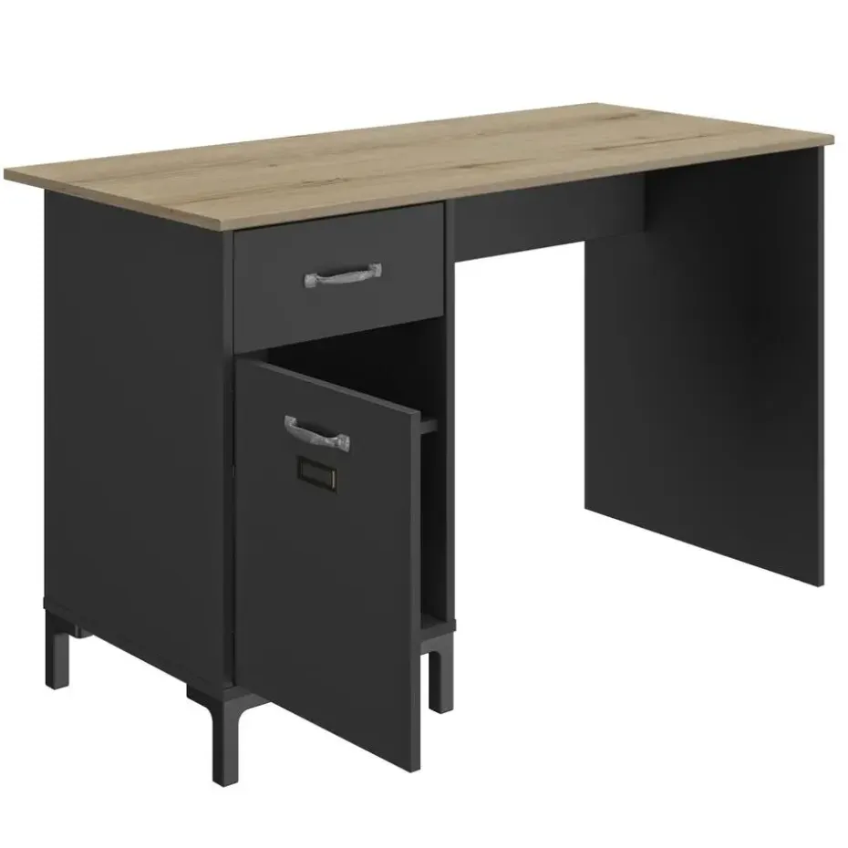 Diagone Bureau Manchester - 120x55cm - Zwart/Eikenkleur