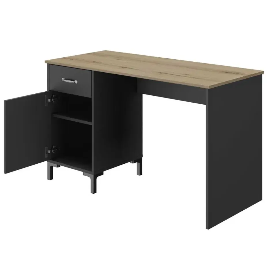 Diagone Bureau Manchester - 120x55cm - Zwart/Eikenkleur